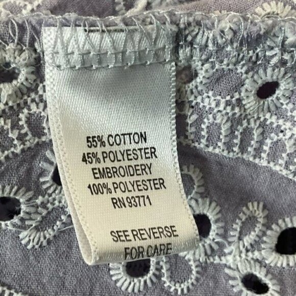 KAKTUS Embroidered boho lavender blouse side XL short sleeve keyhole button back - Picture 9 of 9